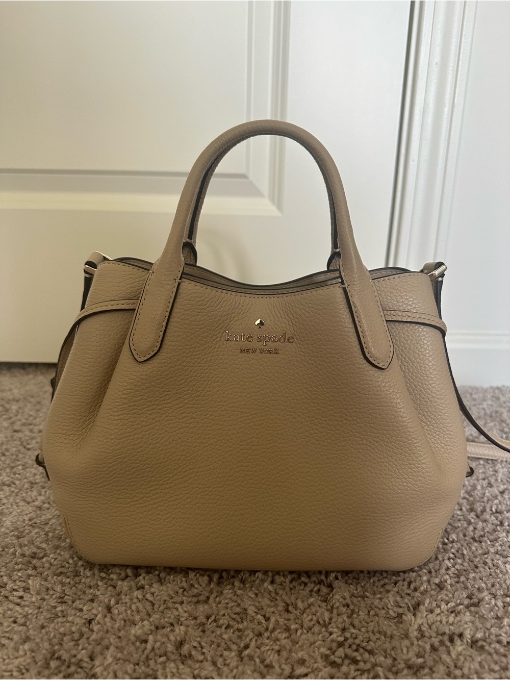 kate spade Pebbled Leather Satchel - Beige Taupe